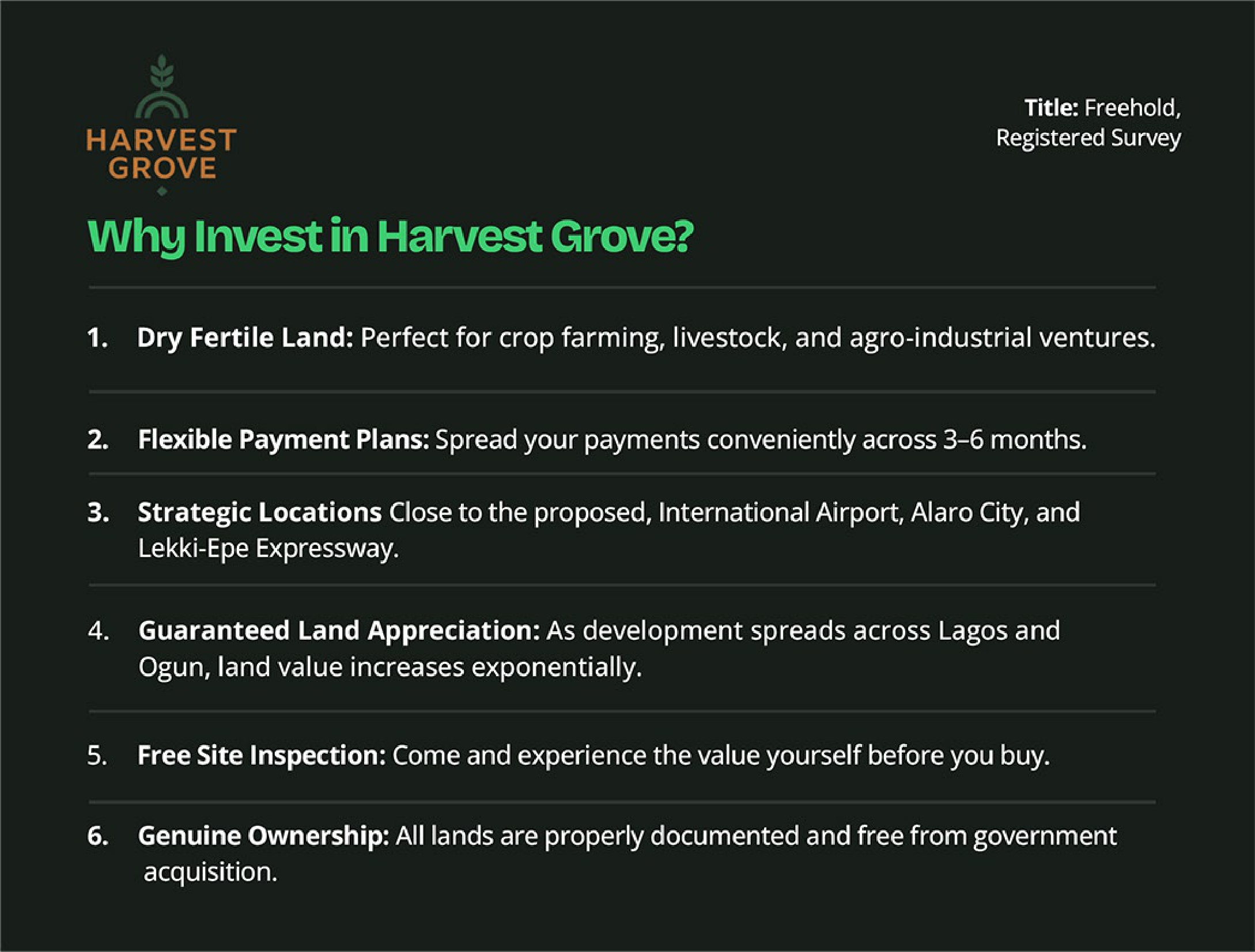 harvest grove by petrus land promo